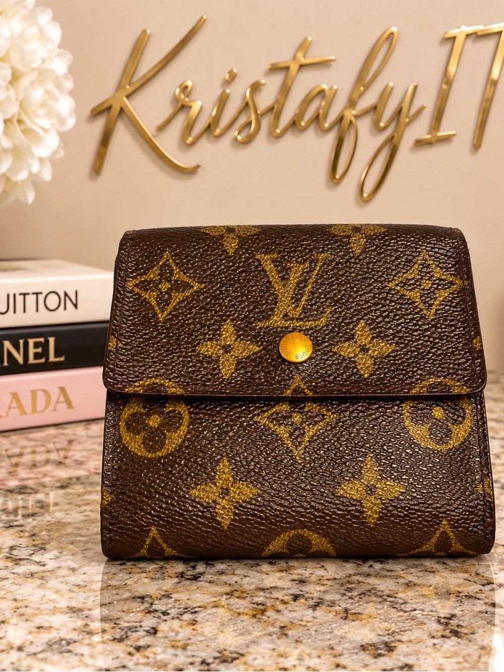 Louis Vuitton Elise Trifold Wallet Monogram Canvas M61654 Vintage